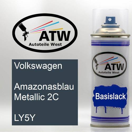 Volkswagen, Amazonasblau Metallic 2C, LY5Y: 400ml Sprühdose, von ATW Autoteile West.